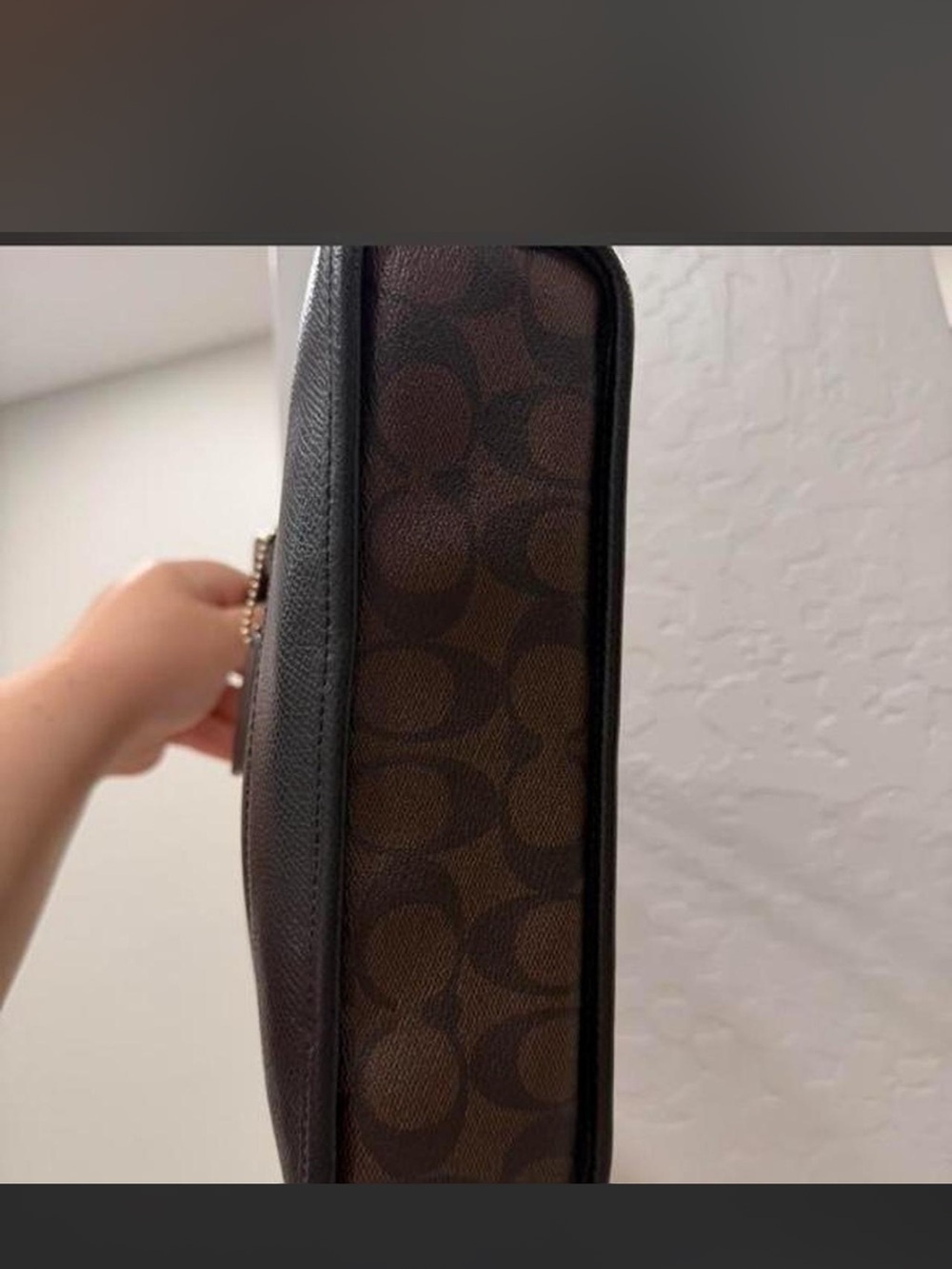 Coach Brown Signature Dome Satchel with Black Trim - Picture 3 of 5